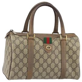Borsa a mano GUCCI GG Supreme Web Sherry Line PVC Beige 116 02 006 Auth 162248