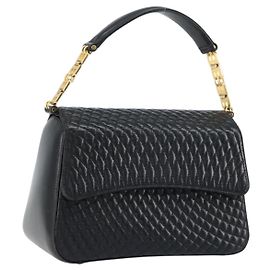 BALLY Borsa a mano in pelle nera e oro Auth 161359