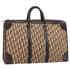 Sac à main en toile Trotter Christian Dior Beige Or Auth 159277