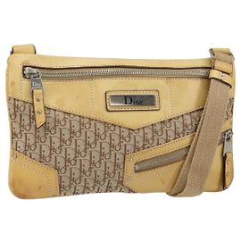 Borsa a spalla Christian Dior Trotter in tela street chic beige argento autentica 161759