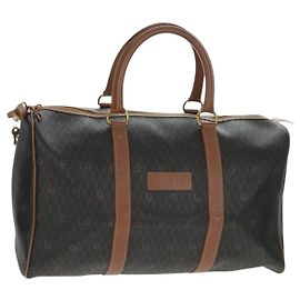 Boston Tasche aus Waben-Canvas PVC Schwarz Gold Auth 158426 Christian Dior