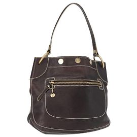Céline Borsa a Spalla CELINE in Pelle Marrone Scuro Oro Auth 161102