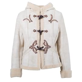 Abrigo corto de shearling para mujer de Prada con capucha