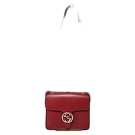 Borsa a tracolla Gucci in pelle rossa con logo G intrecciato