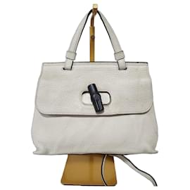 Borsa a tracolla quotidiana piccola Bamboo Gucci Off-White