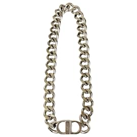 Collana a catena in argento placcato con logo CD di Dior