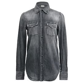 Chemise en denim lavé à boutons Saint Laurent en coton gris