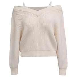 T By Alexander Wang Alexander Wang T. Off-Shoulder Layered Sweater aus ivory Baumwolle