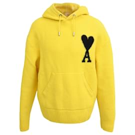 Ami Ami de Coeur bestickter Hoodie aus gelber Wolle