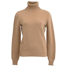Max Mara Strickpullover mit Rollkragen aus brauner Wolle