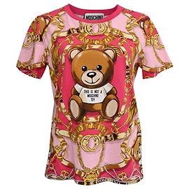Camiseta de cuello redondo impresa Moschino Couture en algodón multicolor
