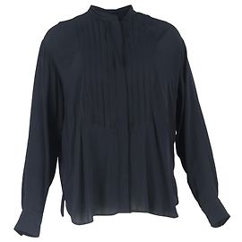 Camisa plisada Amel en crepé de Chine negro de viscosa de Isabel Marant