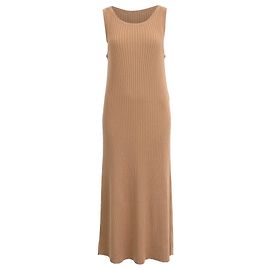 Vestido midi de lã marrom canelado Chloé