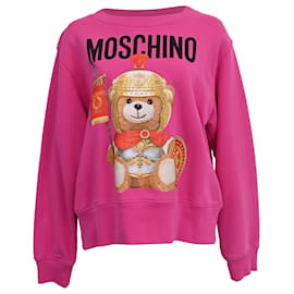 Felpa oversize in cotone rosa con orsetto Moschino Couture