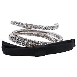 Miu Miu Armband aus silbernem Metall mit Schleifen und Diamantverzierungen