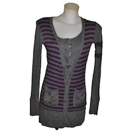 Pinko Twinset Effect Sweater Gray and Purple Wool