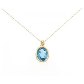 Autre Marque Collana in diamante con topazio blu Au750