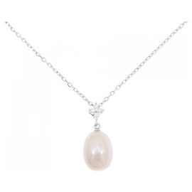 Perlita Mikimoto Au750 Süßwasserperlen-Diamant-Halskette
