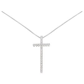 Autre Marque Collana con croce di diamante in oro bianco Au750