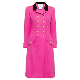 Rara Chaqueta Vintage Chanel 96A de Terciopelo Rosa y Burdeos con Acabado Gripoix Doble Botonadura FR 38