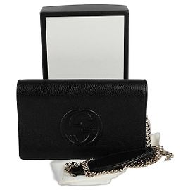 Gucci Borsa a tracolla incrociata con catena Soho intrecciata