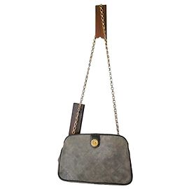 Borsa a mano Chanel grigia e dorata in suede e pelle esotica