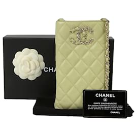Chanel Supporto per telefono e borsa a tracolla con logo Caviar Skin