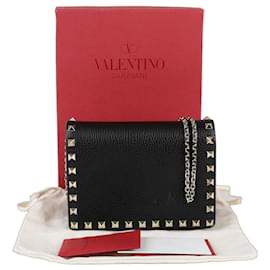 Borsa a tracolla incrociata Rockstud Mini con catena - Valentino