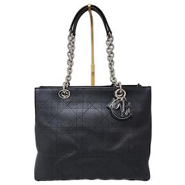 BORSA TOTE ULTRADIOR MEDIA IN PELLE DI VITELLO GRAINATA NERA CON QUILT CANAGE CHRISTIAN DIOR