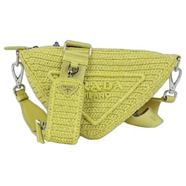 Borsa a tracolla triangolare in rafia - Prada