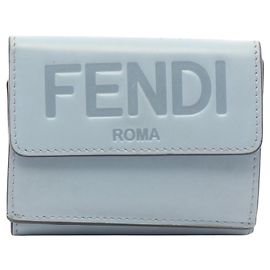 Fendi Blau Leder Dreifach-Brieftasche