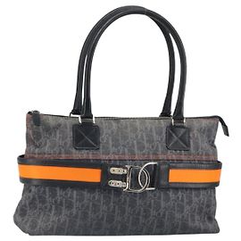 Borsa a mano in tela Trotter Flight Christian Dior grigio argento autentica 161160