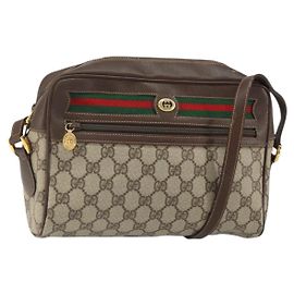 Borsa a Spalla Gucci GG Supreme Web Sherry Line PVC Beige 119 02 088 Auth 162979