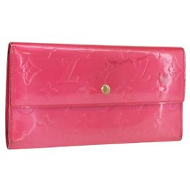 LOUIS VUITTON Vernis Porta Tresol Carteira Internacional Rosa M91246 Auth 163013