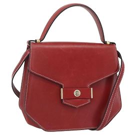 Christian Dior Handtasche Leder 2-Wege Rot Gold Auth 159290