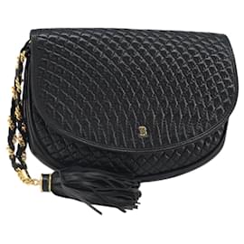 Pochette in pelle nera e dorata BALLY Auth 159018 - Bally