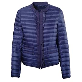 Chaqueta de plumas azul acolchada para mujeres Moncler