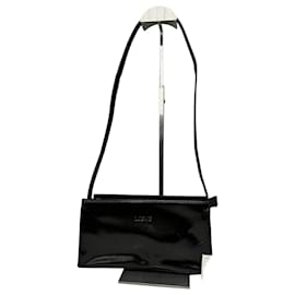 Borsa a spalla vintage Loewe Madrid in pelle verniciata nera e verde scuro