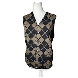Vintage Fendi Wollwesten Schwarz Braun L/XL