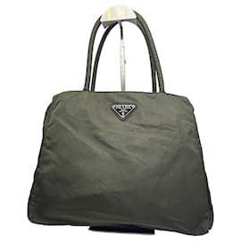 Borsa a mano triangolare in nylon vintage Prada verde