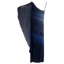 Ralph Lauren Georgette Abendkleid Navy Blau