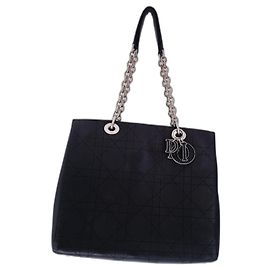 Borsa tote Christian Dior in pelle di agnello nera