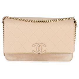 Borsa a tracolla Lady Coco in suede caviar beige di Chanel