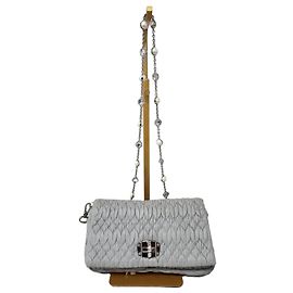 Borsa a Spalla Miu Miu Matelassé Decorata con Cristalli Ash