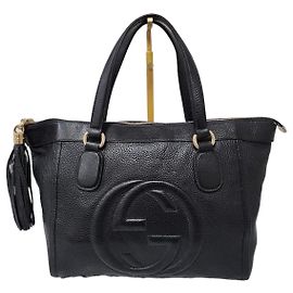 Borsa piccola Soho in pelle di vitello granulata nera GUCCI