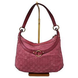 Borsa hobo Gucci GG in tela e pelle con morsetto rosa