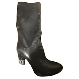 Casadei Lederstiefel kniehoch schwarz