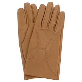 Braune Leder- und Seidenhandschuhe von Hermès