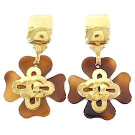 Orecchini Clip Chanel in Marrone e Oro
