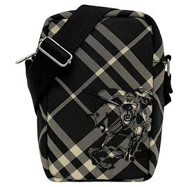 Borsa a spalla a quadri nera classica Burberry
